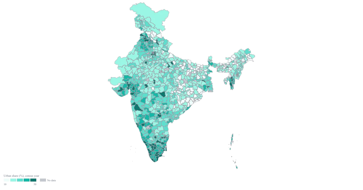 Census Data Map of India by District — the finished map