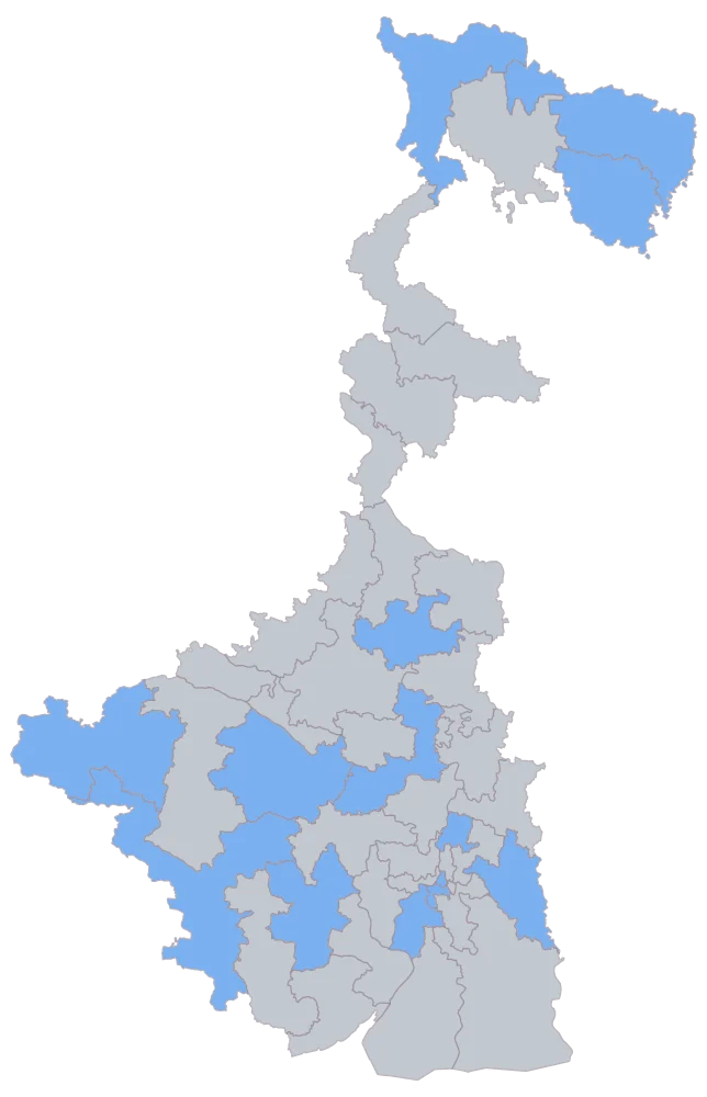 Parliamentary Constituency Map of West Bengal: Step 2 — the areas your sheet reached