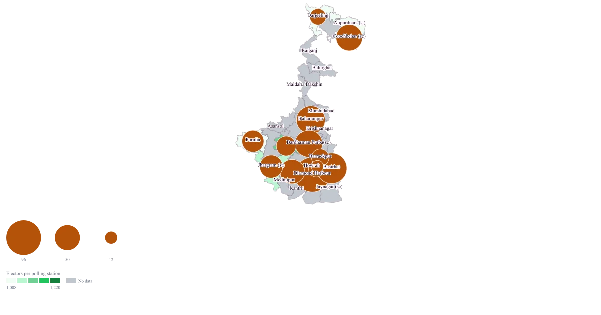 Parliamentary Constituency Map of West Bengal — the finished map