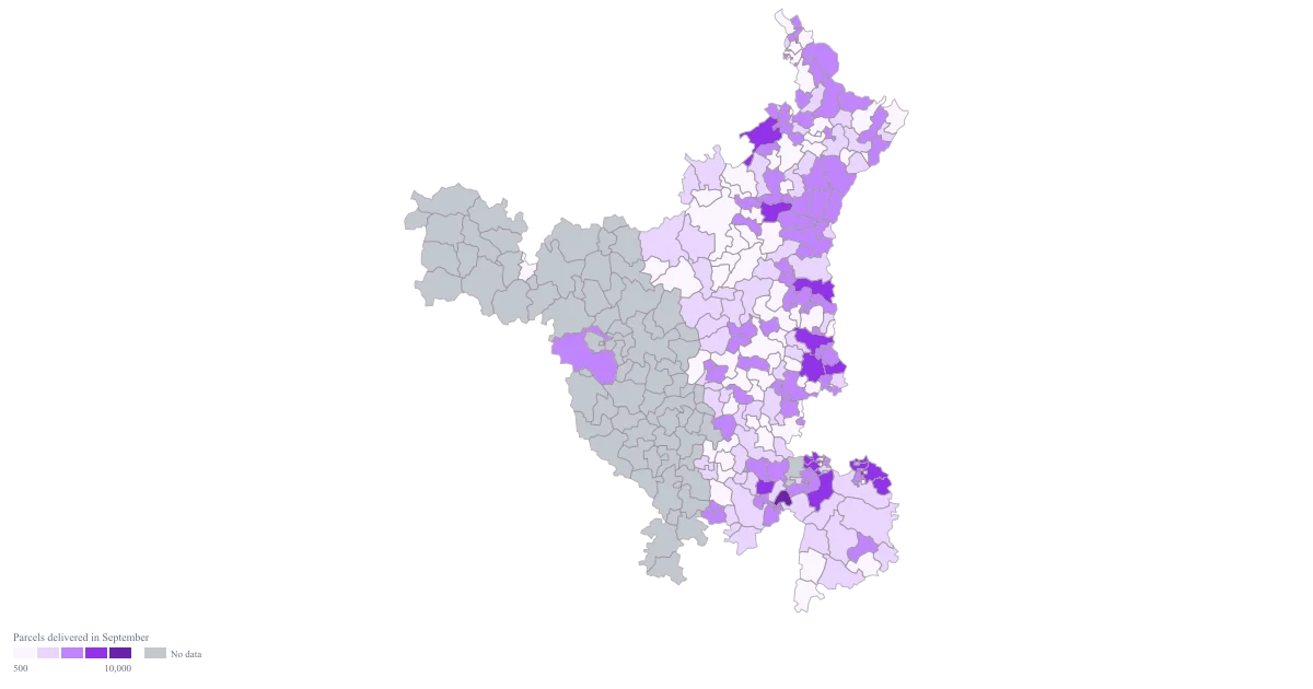 Delivery Volume Map by PIN Code — the finished map