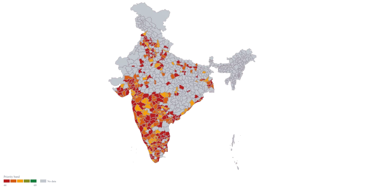 District Prioritisation Map for India — the finished map