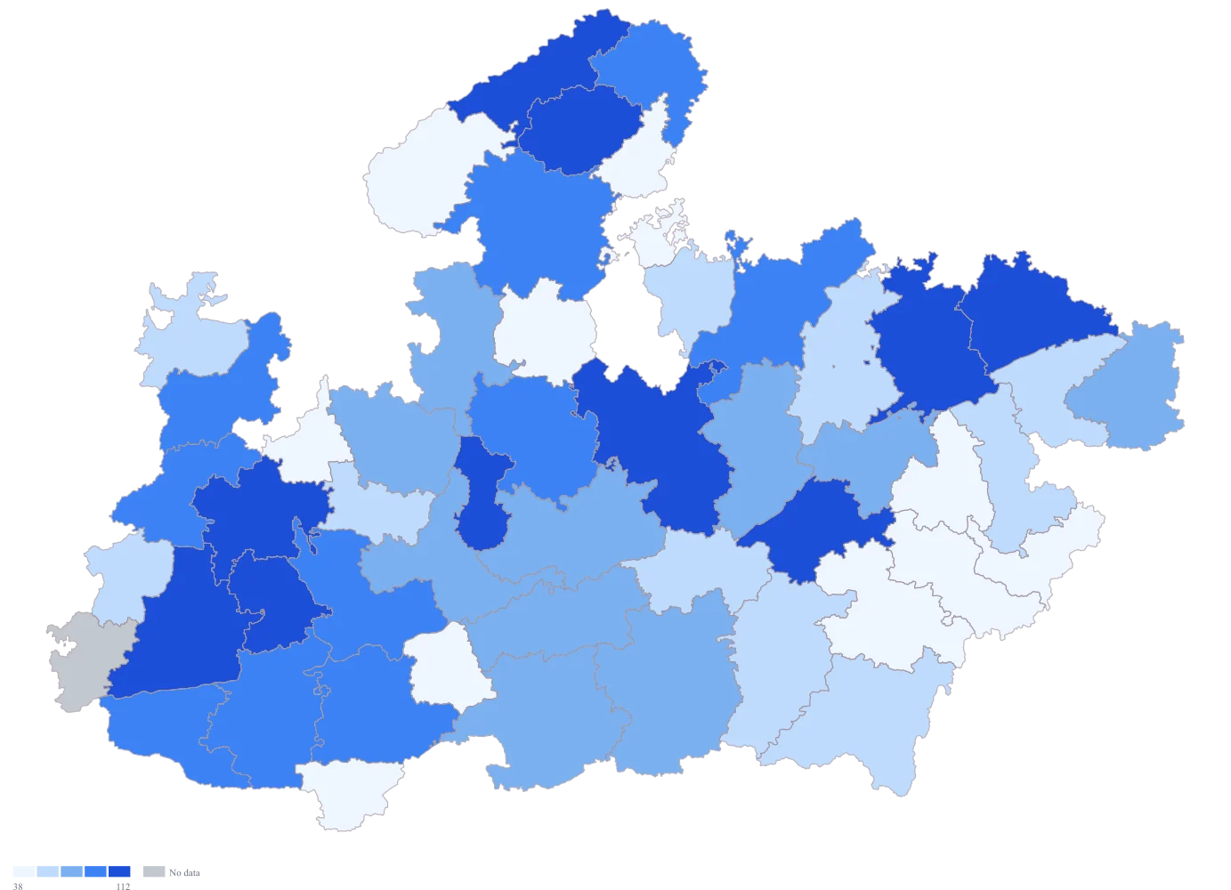 District-Wise Heat Map of India: Step 3 — the numbers, on defaults