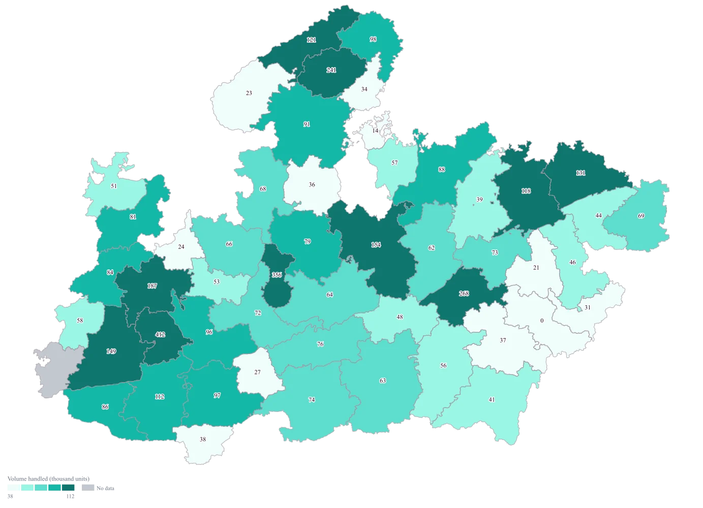 District-Wise Heat Map of India: the finished map, drawn from the worked example below