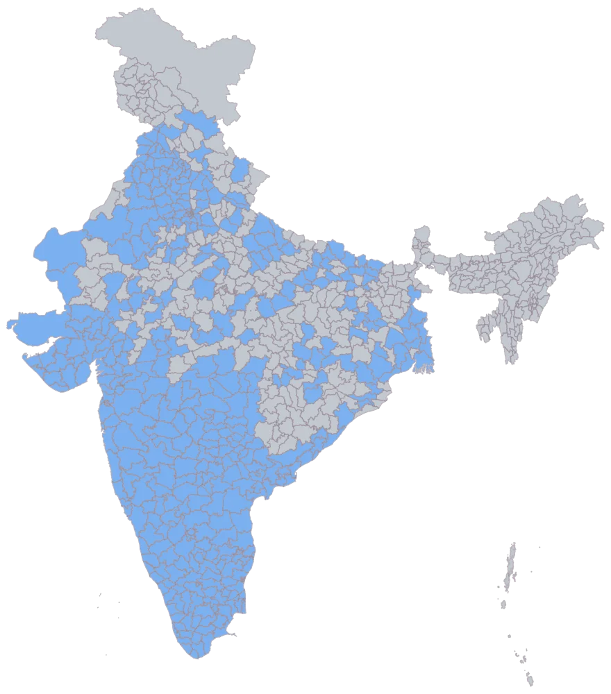 District-Wise Sales Heat Map of India: Step 2 — the areas your sheet reached