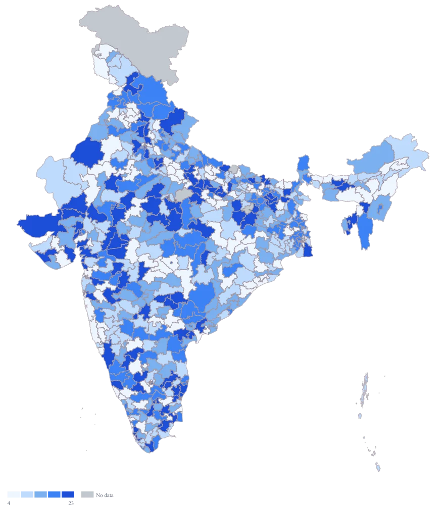 Election Results Map of India by Constituency: Step 3 — the numbers, on defaults