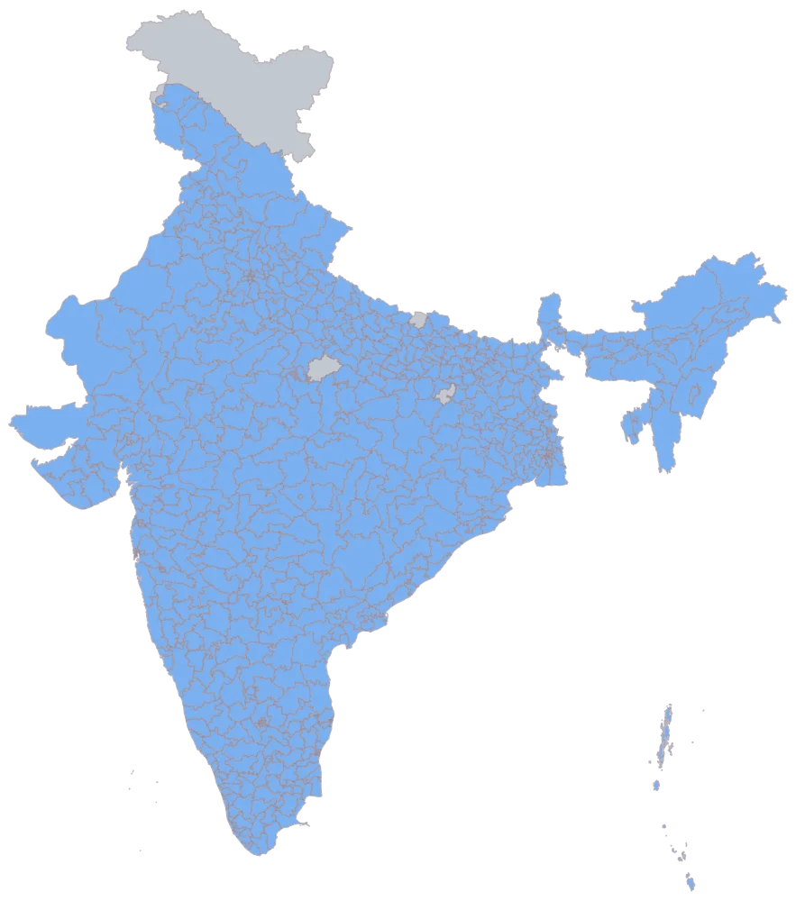 Election Results Map of India by Constituency: Step 2 — the areas your sheet reached