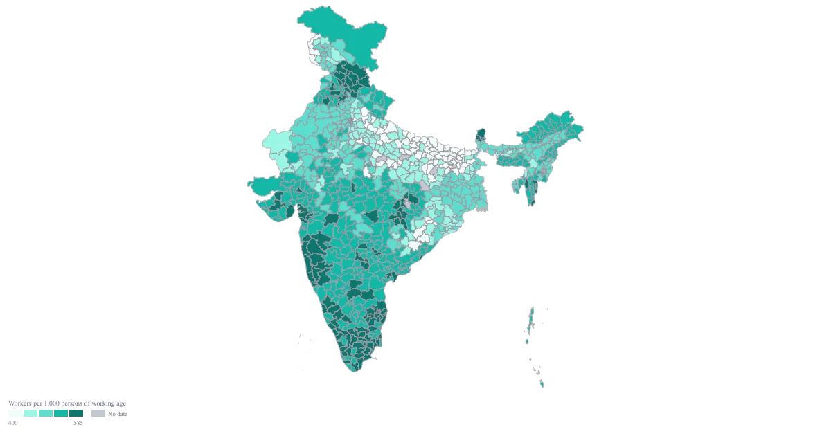 Employment Map of India by District — the finished map