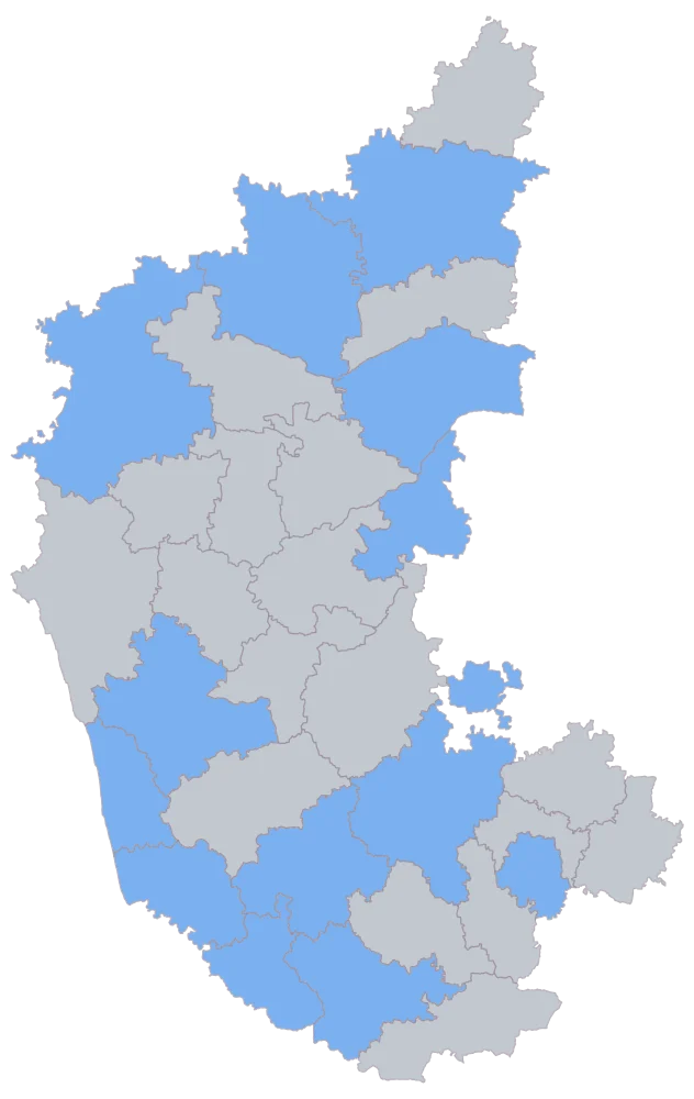 Growth Rate Map of Karnataka by District: Step 2 — the areas your sheet reached