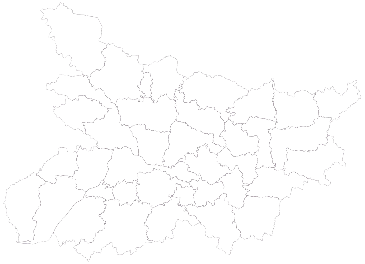 Literacy Rate Map of Bihar by District: Step 1 — the geography, still empty