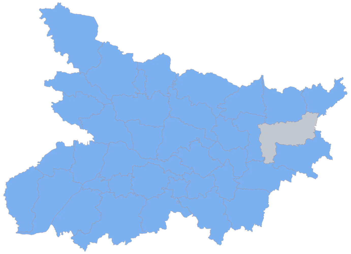 Literacy Rate Map of Bihar by District: Step 2 — the areas your sheet reached