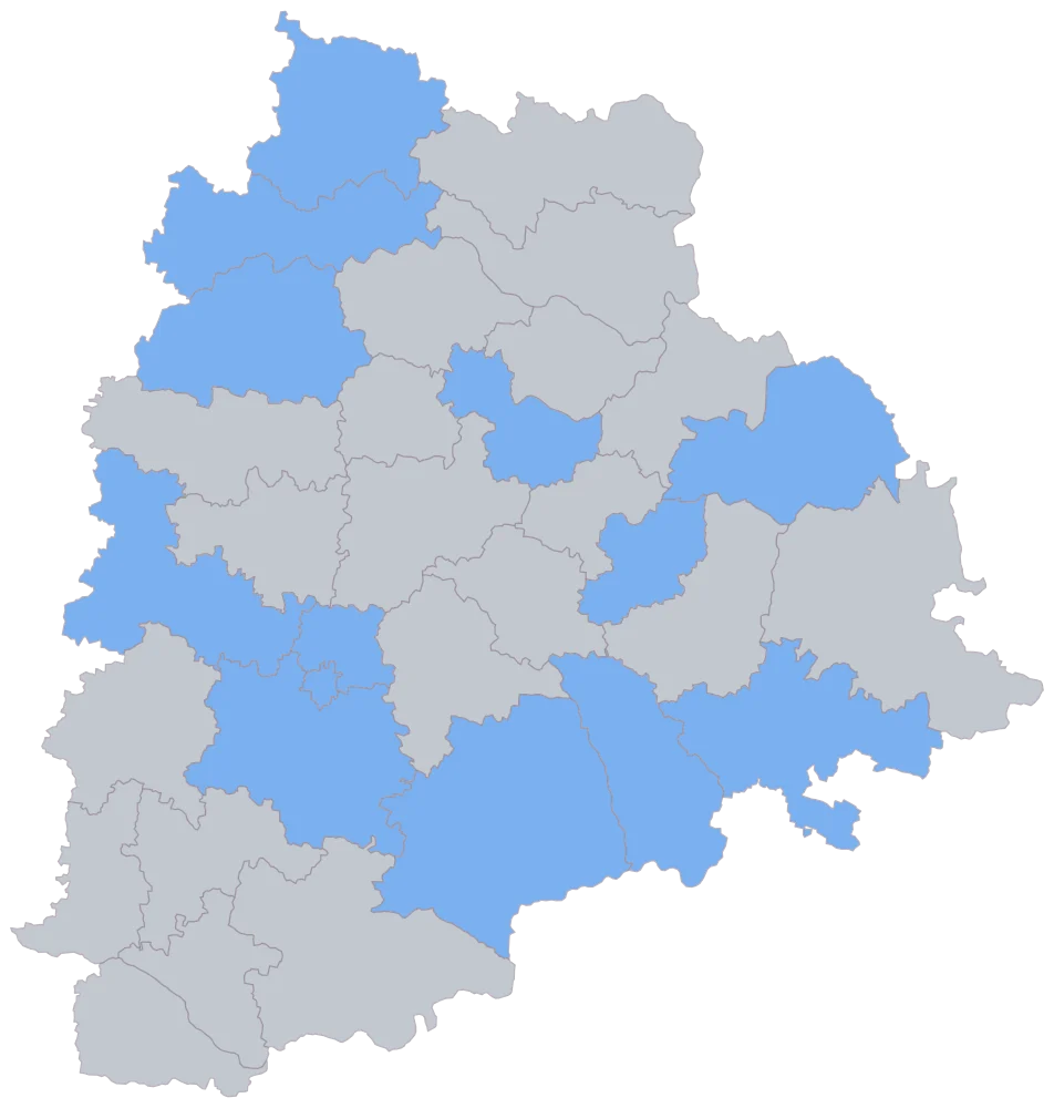 Manufacturing Output Map of Telangana by District: Step 2 — the areas your sheet reached