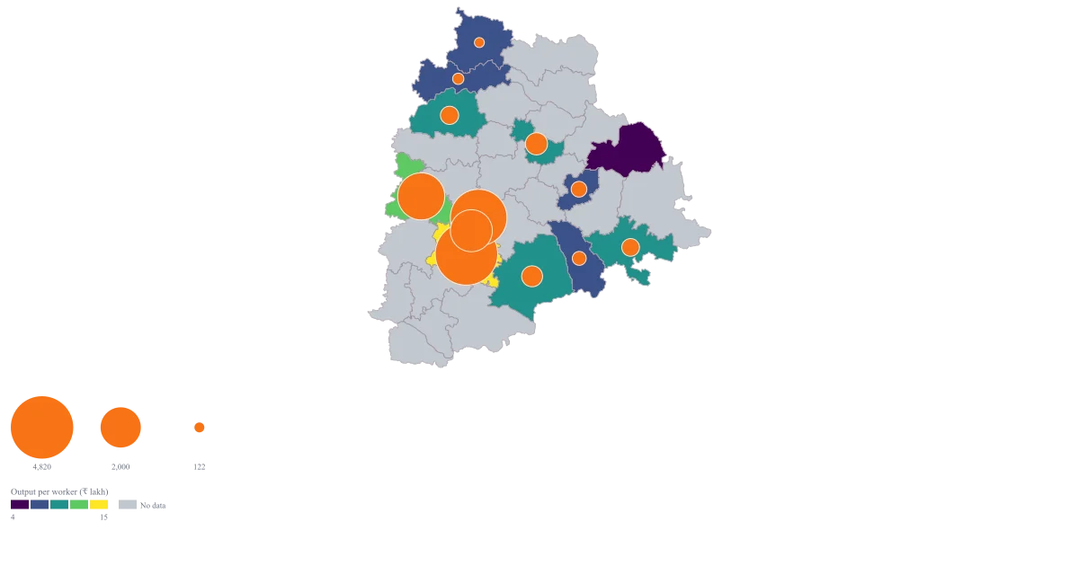 Manufacturing Output Map of Telangana by District — the finished map