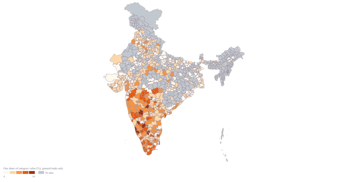 India Market Share Heat Map — the finished map