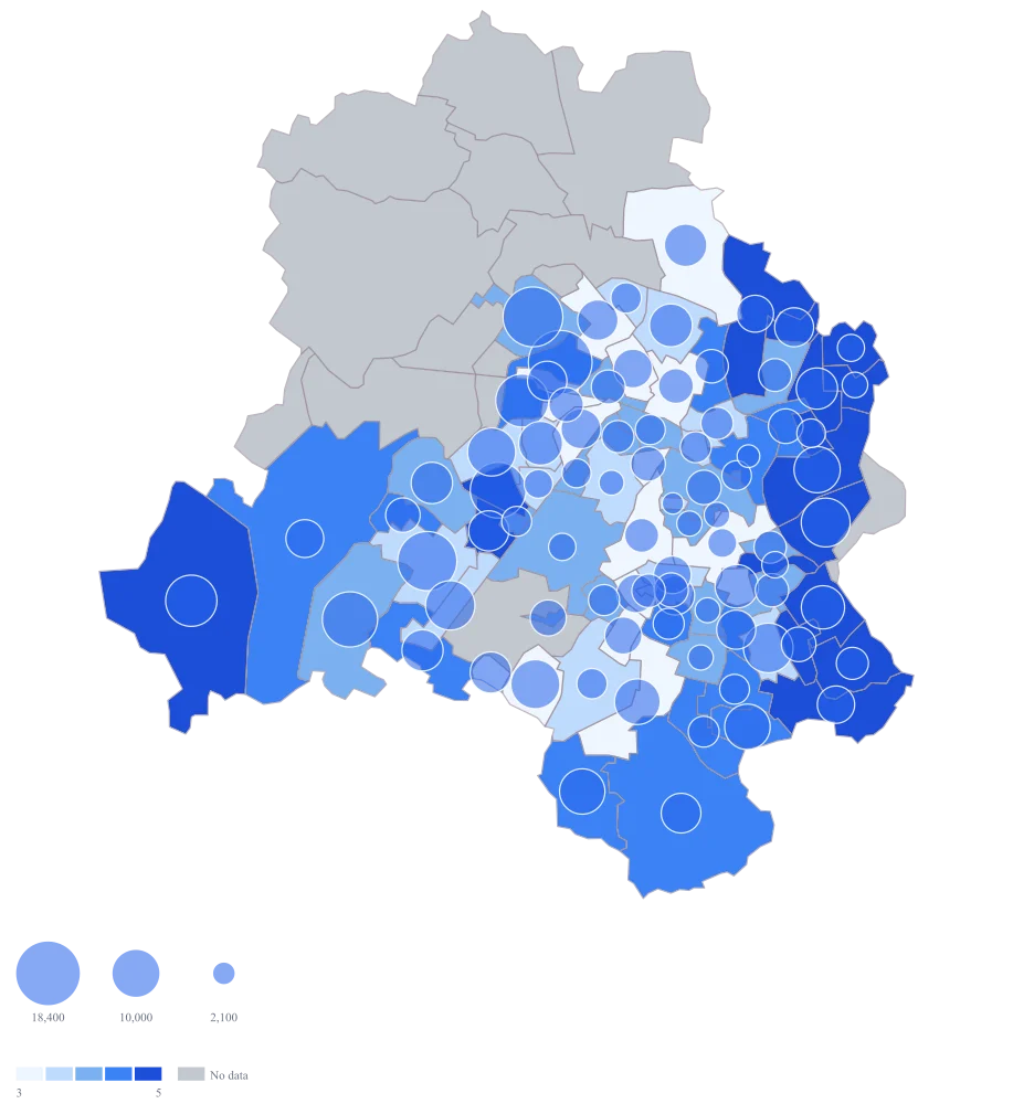 PIN Code Map of Delhi: Step 3 — the numbers, on defaults