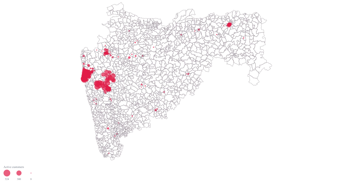 PIN Code Map of India for Customer Concentration — the finished map