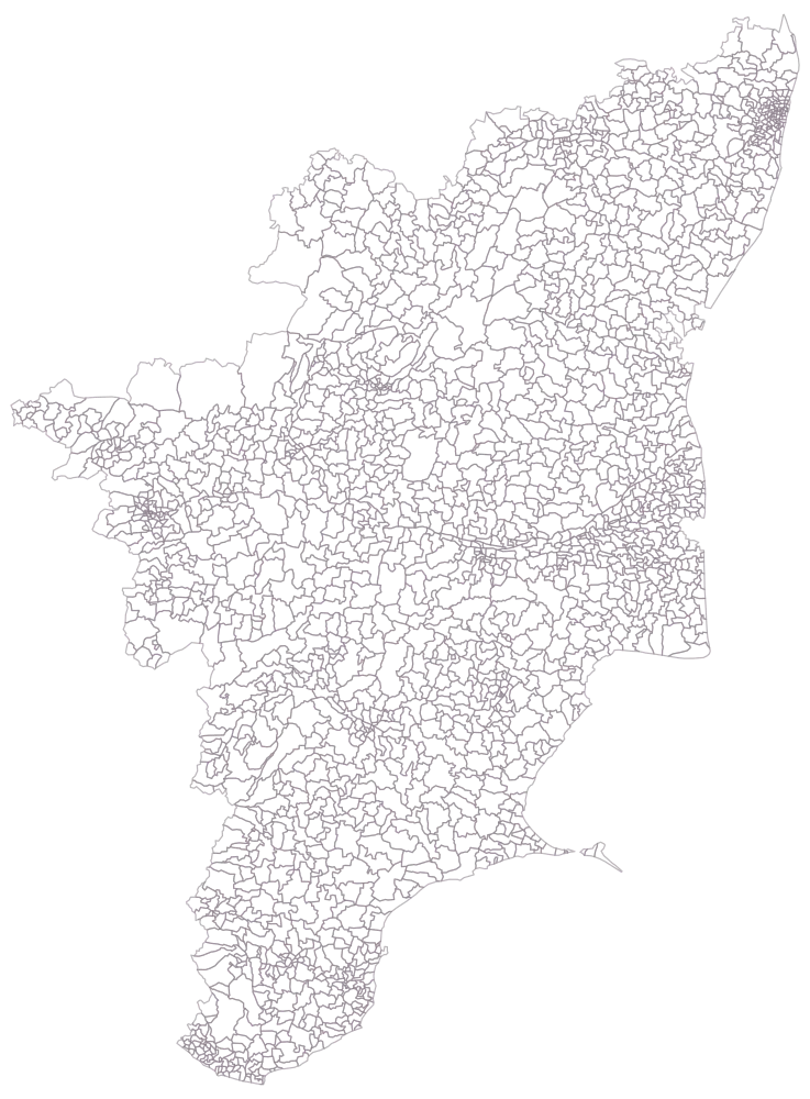 PIN Code Map of Tamil Nadu: Step 1 — the geography, still empty