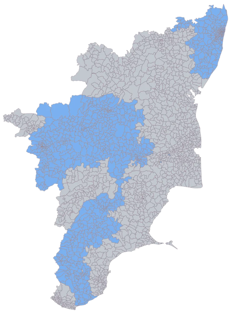 PIN Code Map of Tamil Nadu: Step 2 — the areas your sheet reached