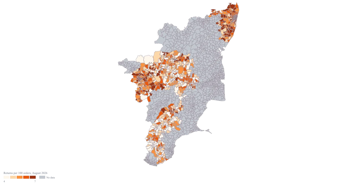 PIN Code Map of Tamil Nadu — the finished map