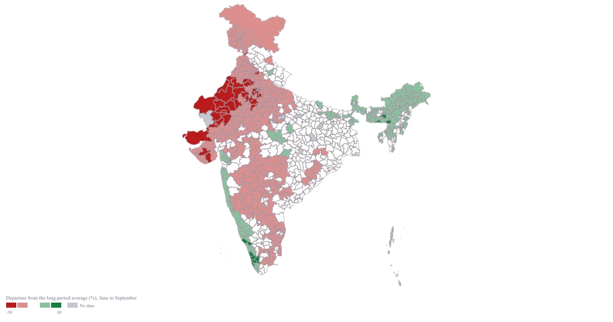 Rainfall Map of India by District — the finished map
