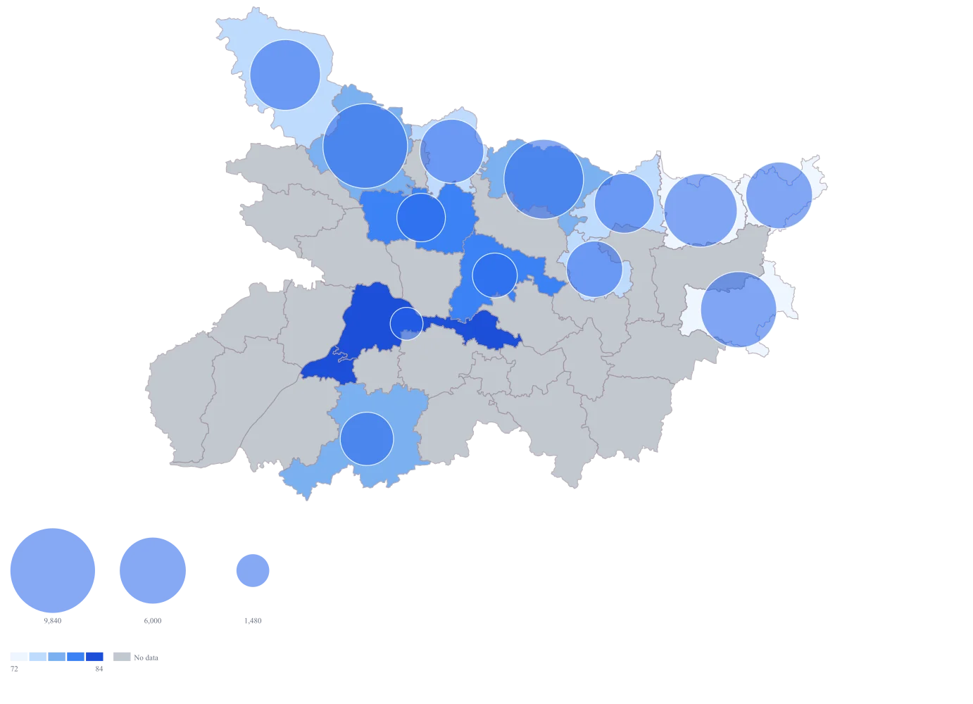 School Enrolment Map of India by District: Step 3 — the numbers, on defaults