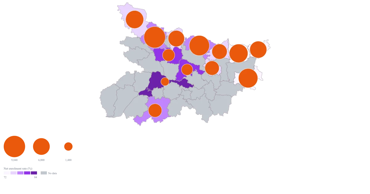 School Enrolment Map of India by District — the finished map