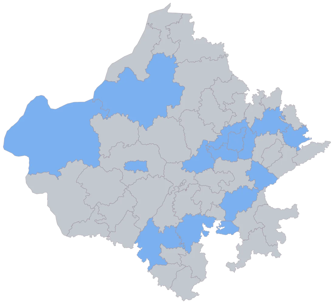 Tourism Footfall Map of Rajasthan by District: Step 2 — the areas your sheet reached