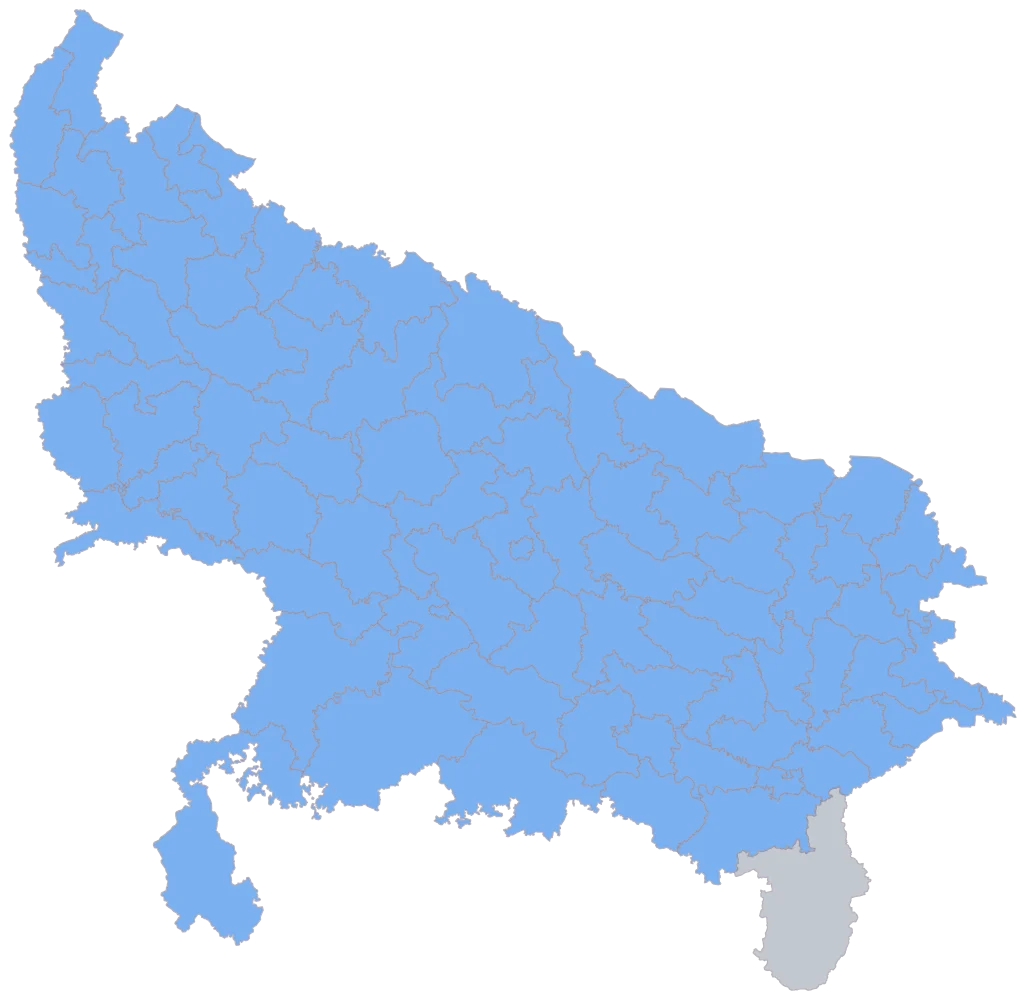 Voter Turnout Map of Uttar Pradesh by Constituency: Step 2 — the areas your sheet reached