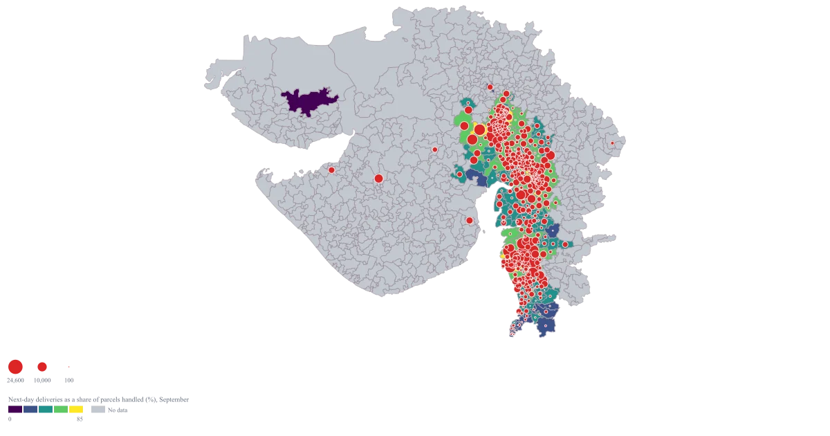 Warehouse Coverage Map by PIN Code — the finished map
