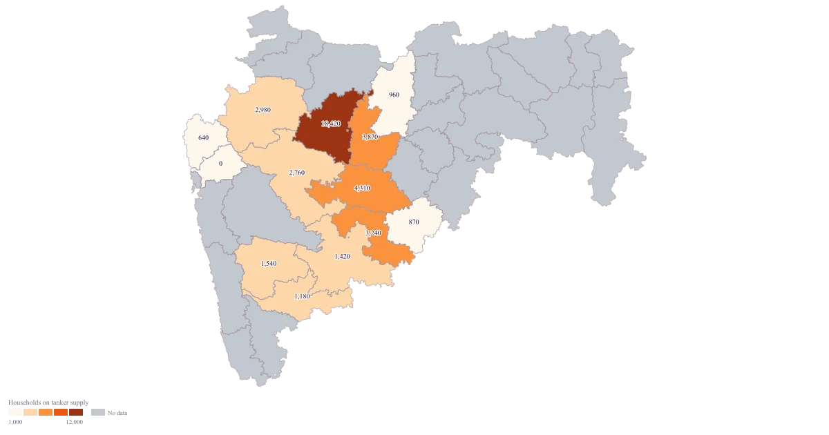 Water Scarcity Map of India by District — the finished map