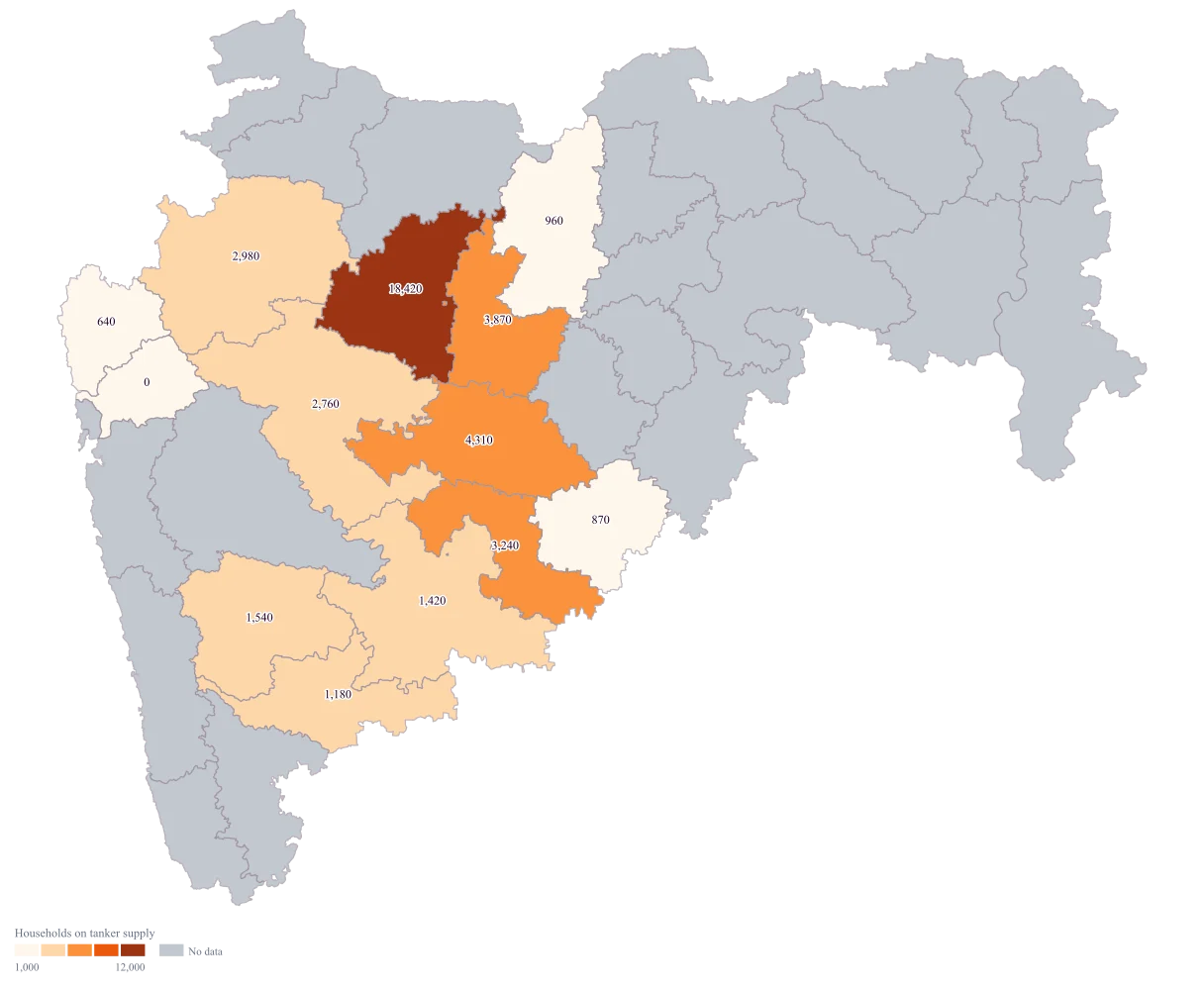 Water Scarcity Map of India by District: the finished map, drawn from the worked example below